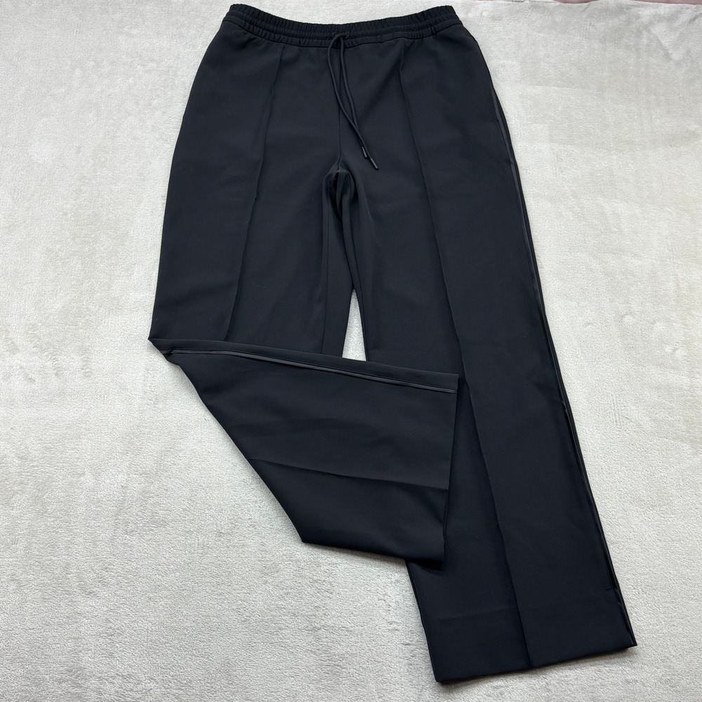 Athleta Endeavor Wide Leg Pant Womens 10 Black Drawstring Pintuck Quiet Luxury
